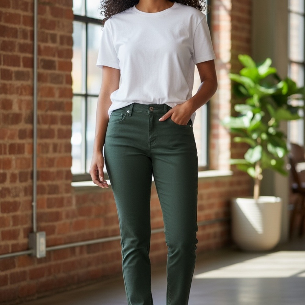 NWT LOFT Dark Green Straight Leg Pants